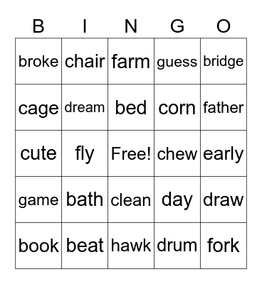 Istation Words Bingo #1 Bingo Card