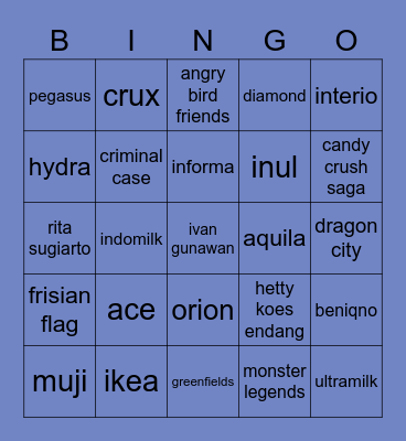 S Bingo Card