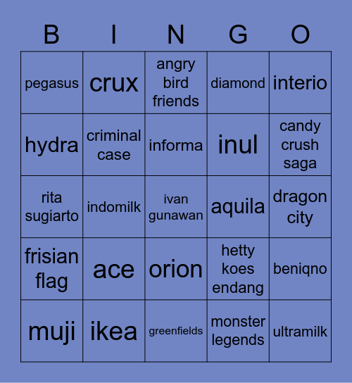 S Bingo Card