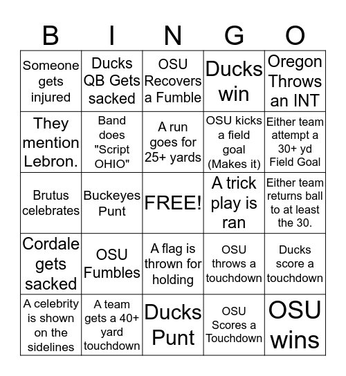 Buckeye bingo game