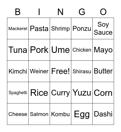 Conbini Bingo Card