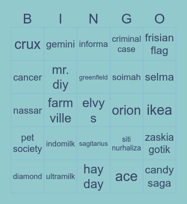 nana Bingo Card