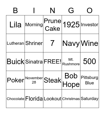 All About John Bingo Card
