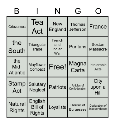 1.1-1.3 Review Bingo Card