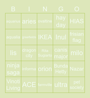 TiTi Bingo Card