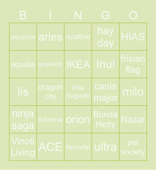 TiTi Bingo Card
