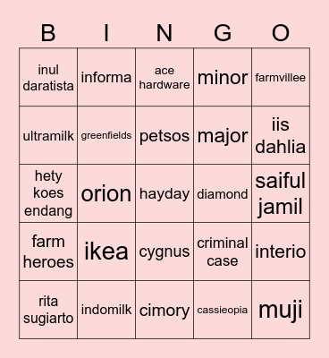 winter Bingo Card