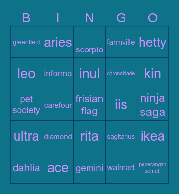 uyon Bingo Card
