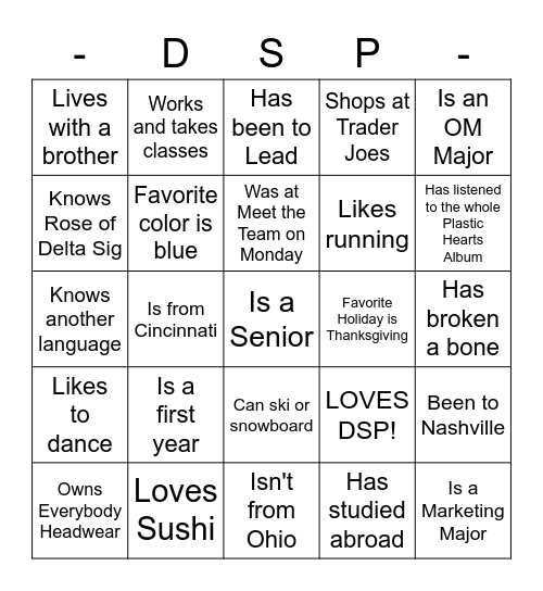 DSP Bingo :) Bingo Card
