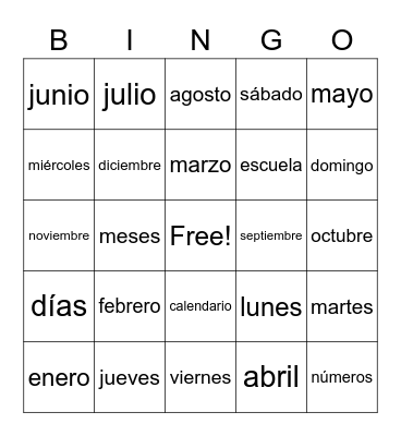 El Calendario Bingo Card
