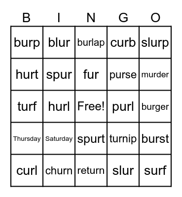 ur Bingo Card