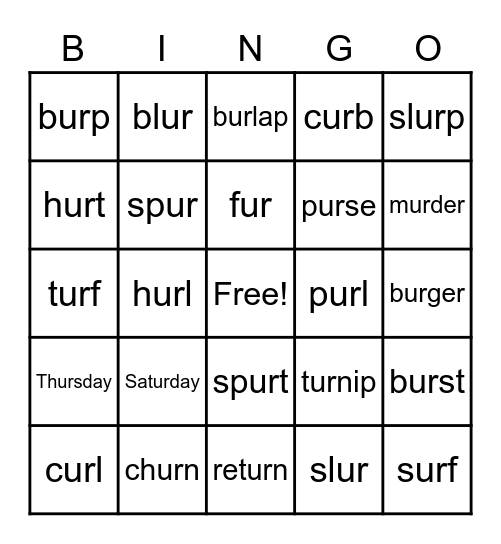 ur Bingo Card