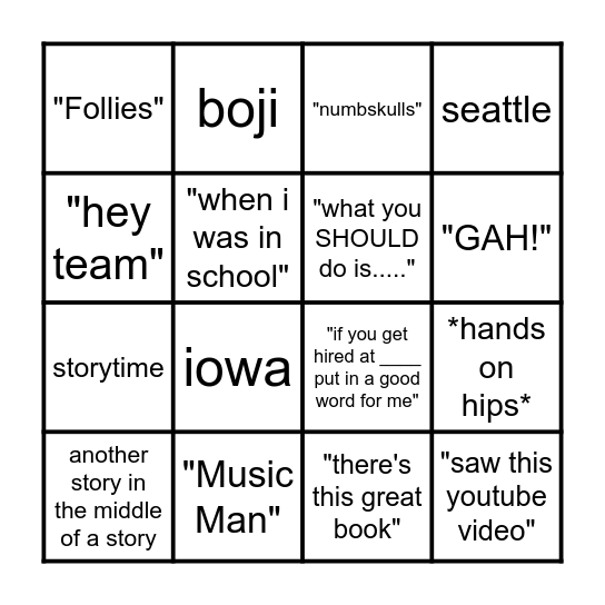 Mike Burke Bingo Card