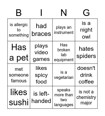 Find someone who.... Bingo Card