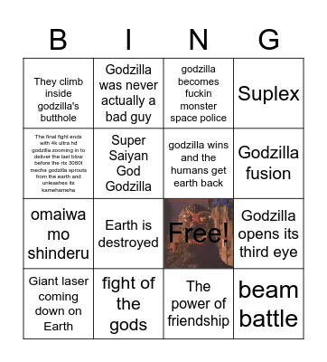 Gojirra Bingo Card