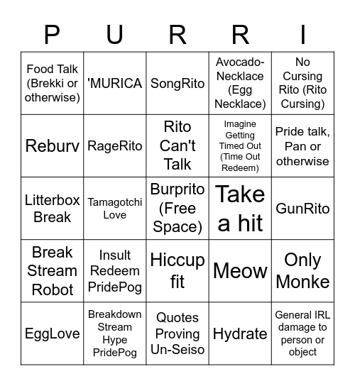 BingoPurrito Bingo Card