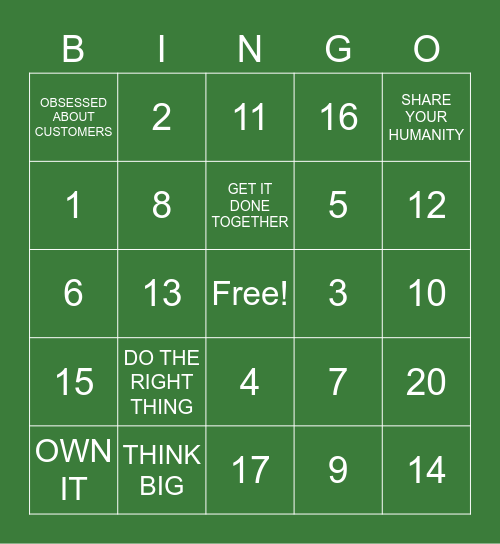 Manulife Trial Bingo Card