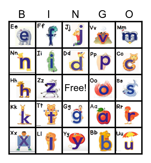 Alphafriends Bingo Card