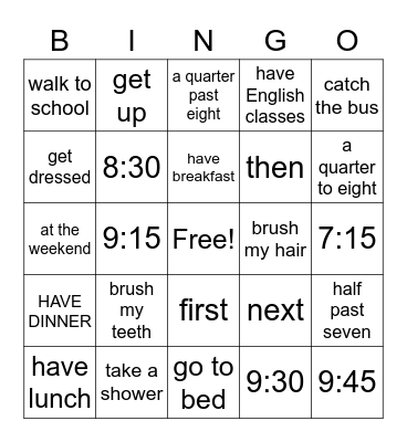 My day Bingo Card