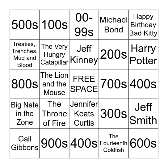 Book Bingo Card