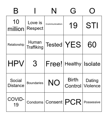 Valentines Day Bingo Card