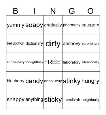 y says long e Bingo Card