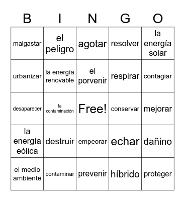 La ecologia Bingo Card