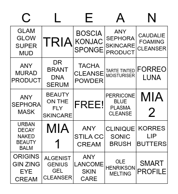 THE GREAT CLEANSE BINGO!!! Bingo Card