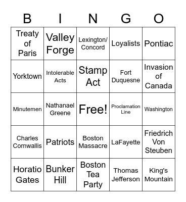 Revolution Review Bingo Card