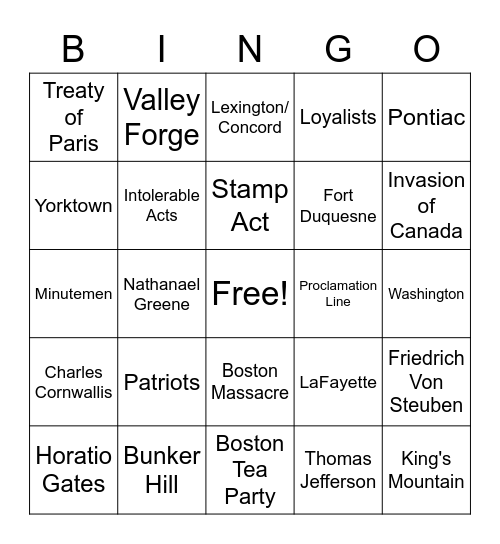 Revolution Review Bingo Card