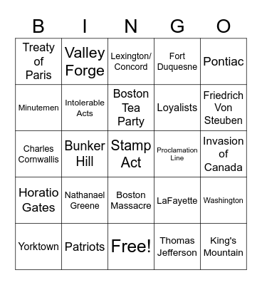 Revolution Review Bingo Card