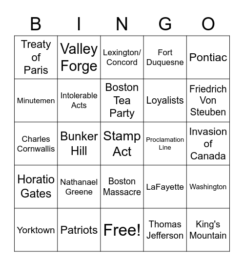 Revolution Review Bingo Card