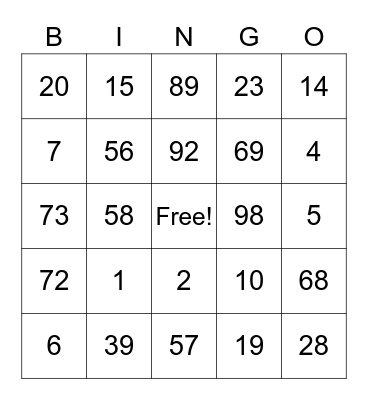 St. James Bingo Card