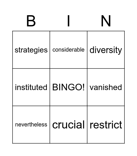 ENDANGERED SPECIES Bingo Card