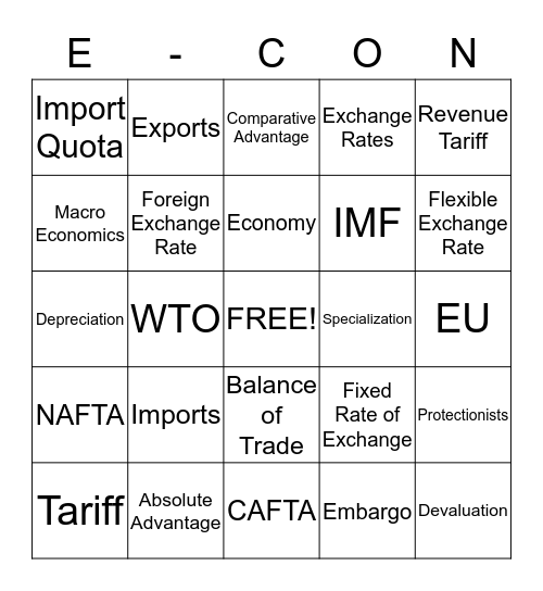 Chapter 18 E-CON Bingo Card