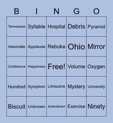 List 11 Bingo Card