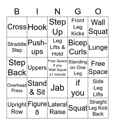 Strength & Balance Training Bingo Card