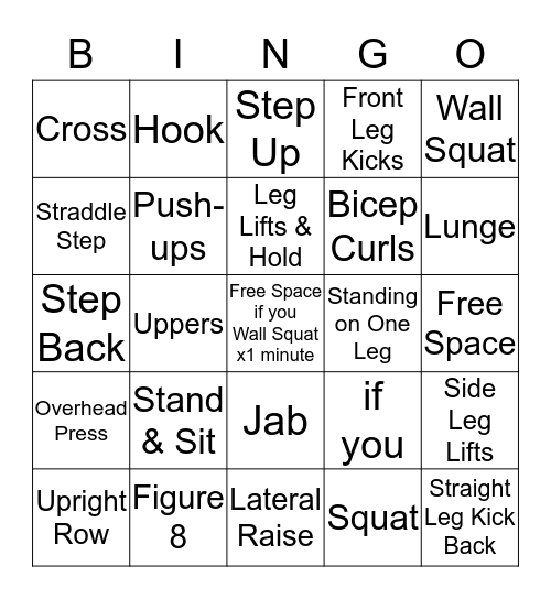 Strength & Balance Training Bingo Card