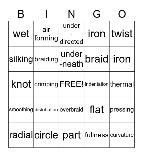 Hair Design Bingo Card