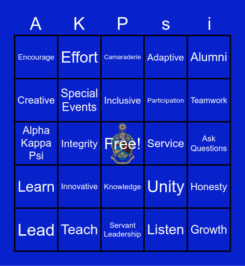Be As Smart As Pi & Join AKPsi Bingo Card