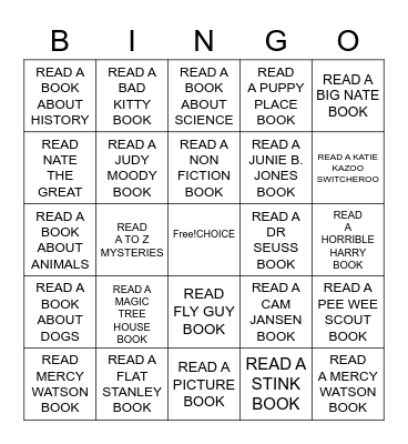 READING BINGO Card