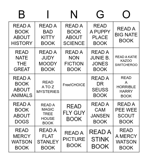 READING BINGO Card