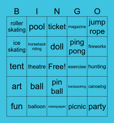 MGA ASL Hobbies Bingo Card
