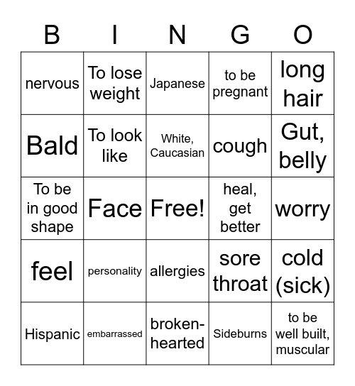 Unit 8 Bingo Card