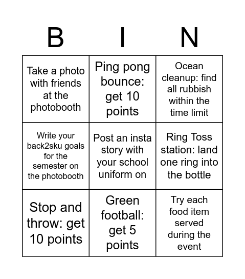 Name:                            Tele Handle: Bingo Card