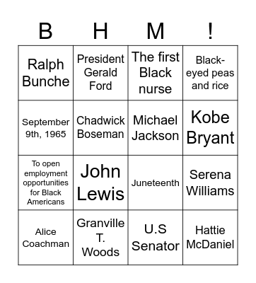 Black History Bingo #2 Bingo Card