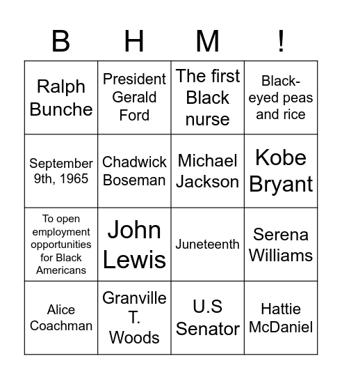 Black History Bingo #2 Bingo Card