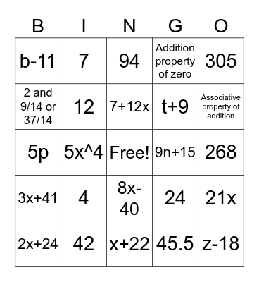 Ch. 3 Review Bingo Card