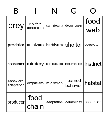 Sciencore Bingo Card