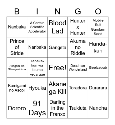 Monika's Anime (Medium Ver.) Bingo Card